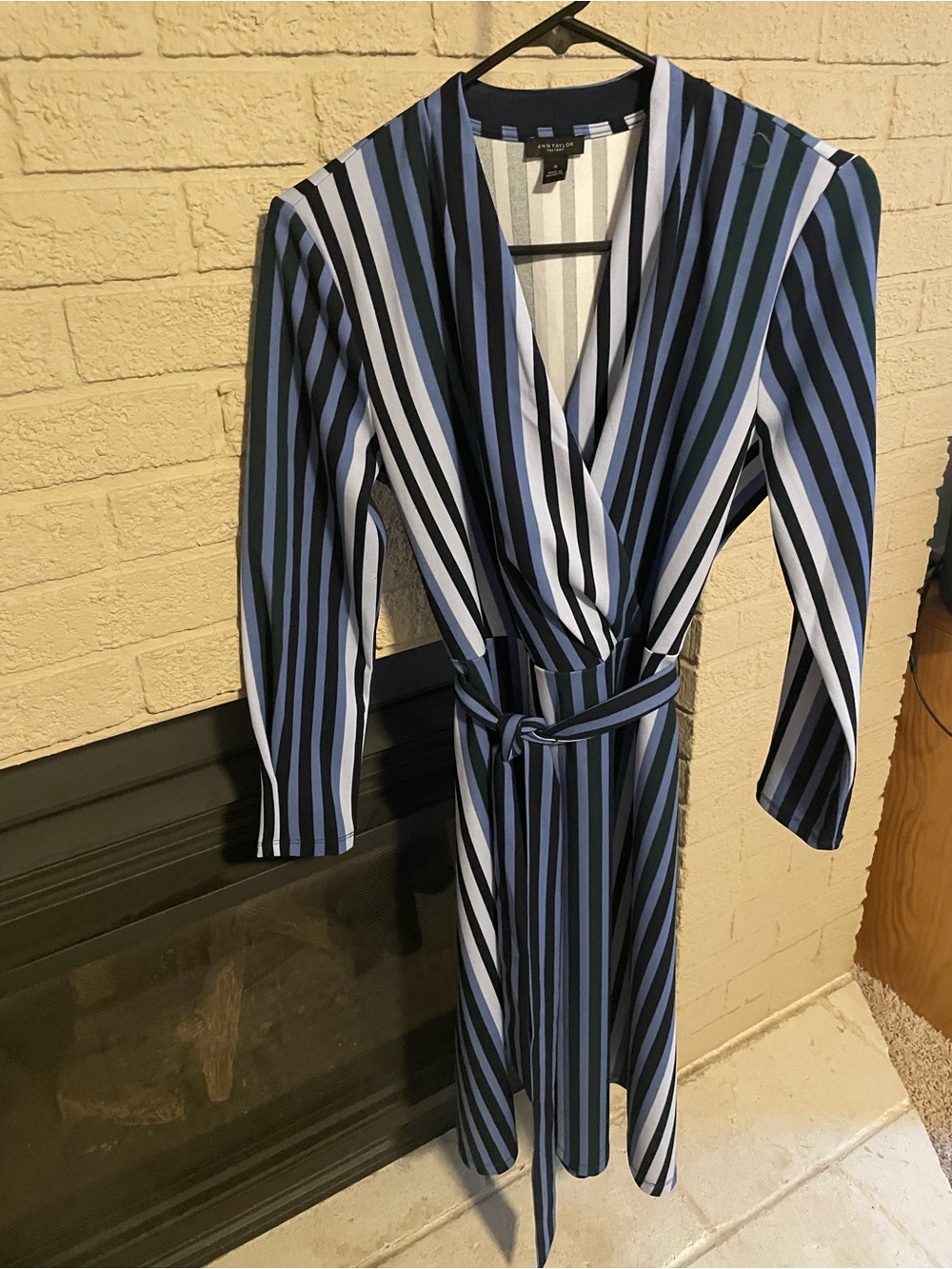 Ann Taylor Striped Wrap Dress SZ M